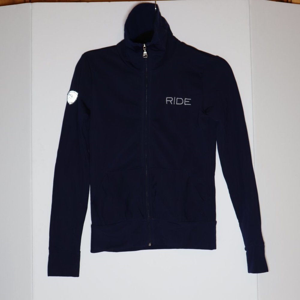 For Horses 'RIDE' Equestrian Zip-Up, Navy Blue, XS